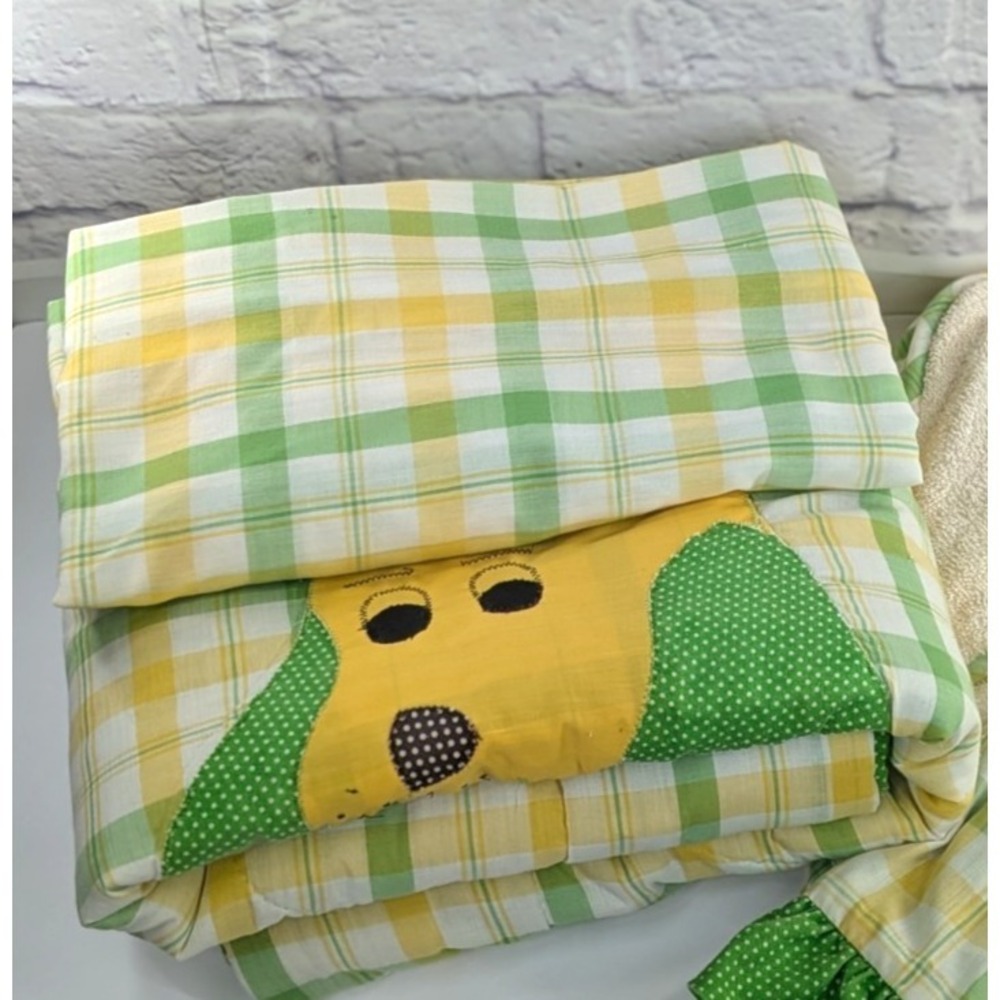 READ& SEE SET 3😍Vintage 90's Red Calliope Bedding Baby Quilt Gender Neutral Dog